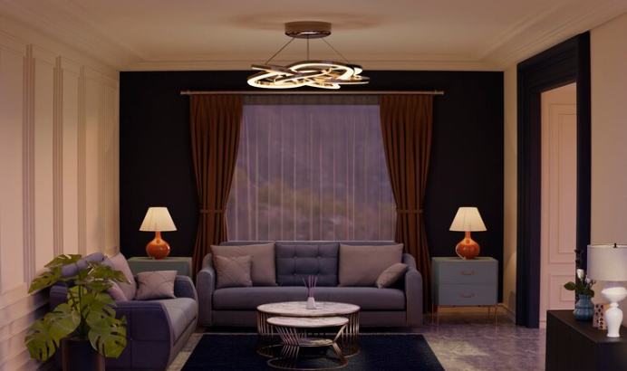 fresh painted living room in light colors