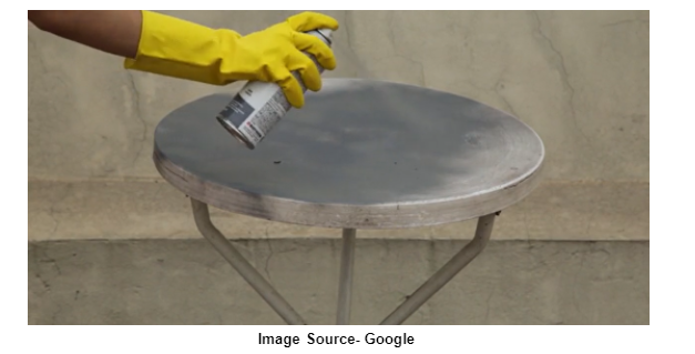 Spraying Paint on Table