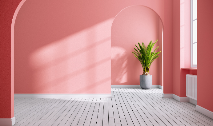 vibrant hot pink painted wall in rockland home